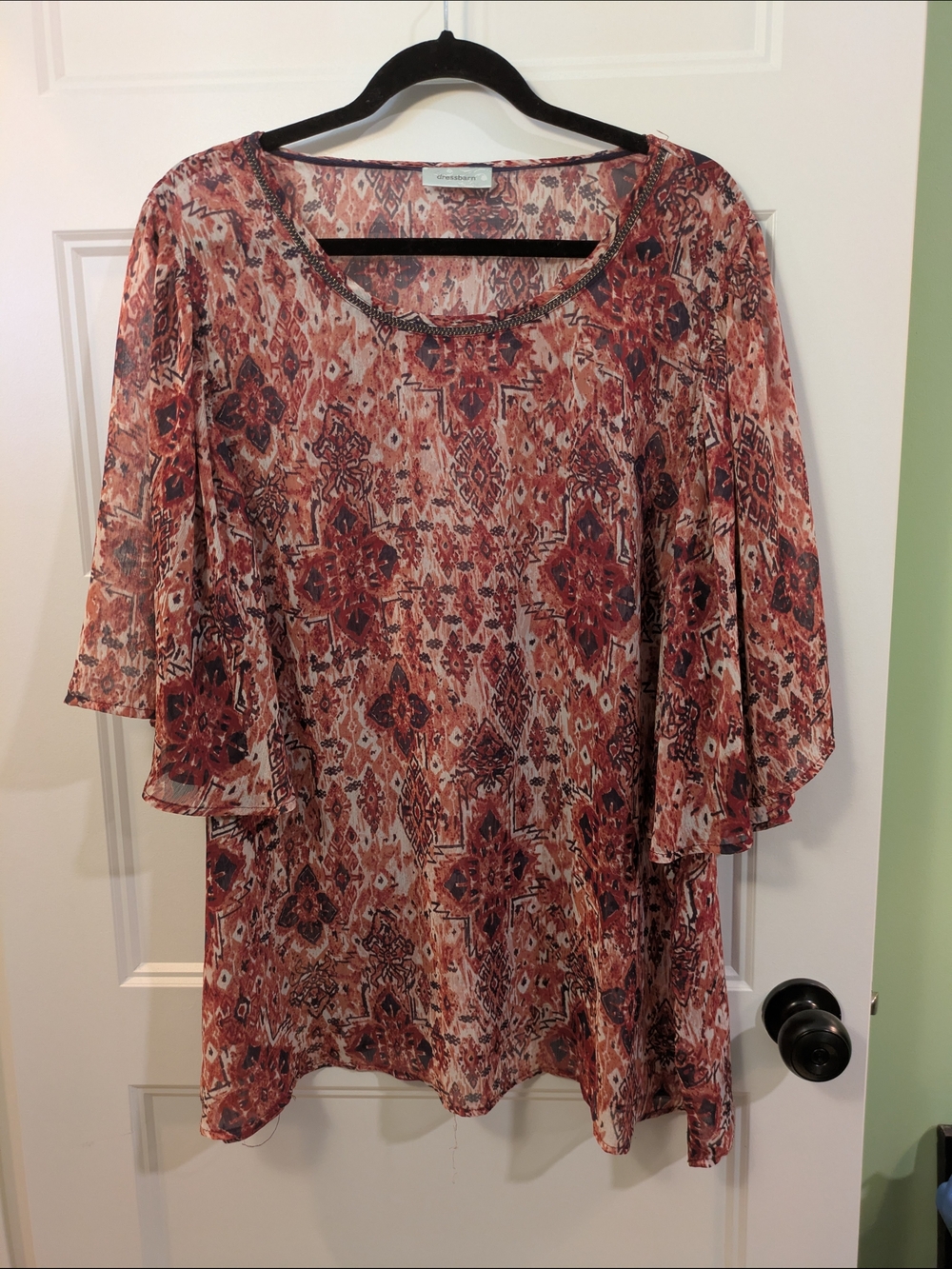 Women’s Floral Boho Scoop Neck Top in Rust